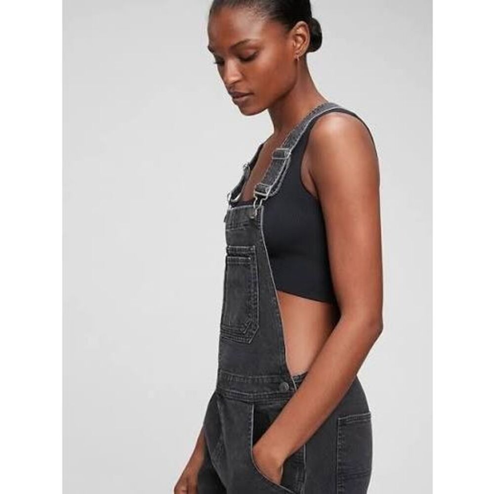 GAP Denim Slouchy Overalls In Washed Black Medium - Picture 2 of 10
